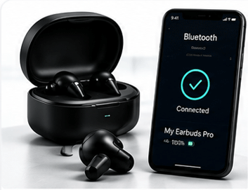 Connected earbuds and smartphone