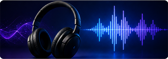 Headphones with audio waveform