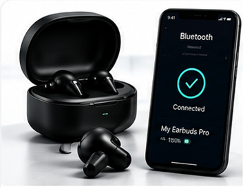 Connected earbuds and smartphone